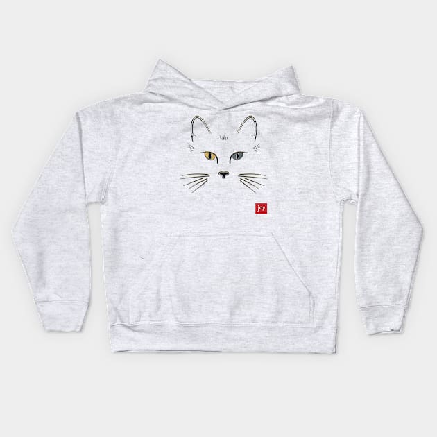 Heterochromia Joy Cat [dark] Kids Hoodie by PixelSamuel